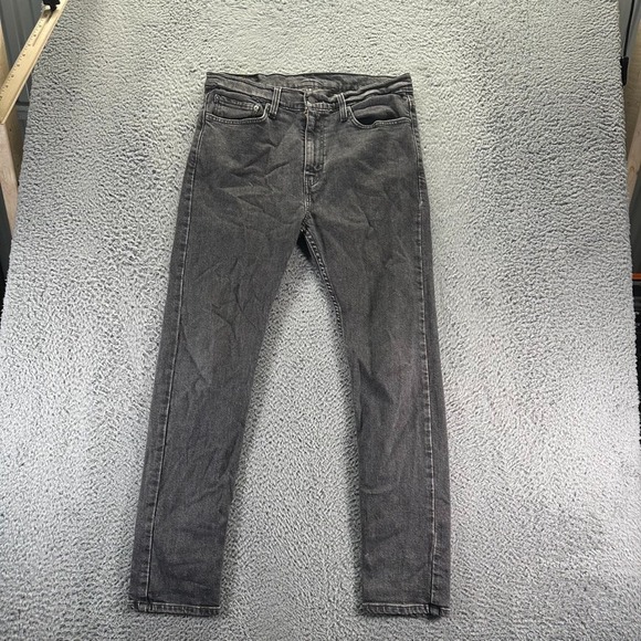 Levis 510 Jeans Mens 34x32 Black Slim Straight Cotton Stretch Dark Wash - Picture 1 of 9